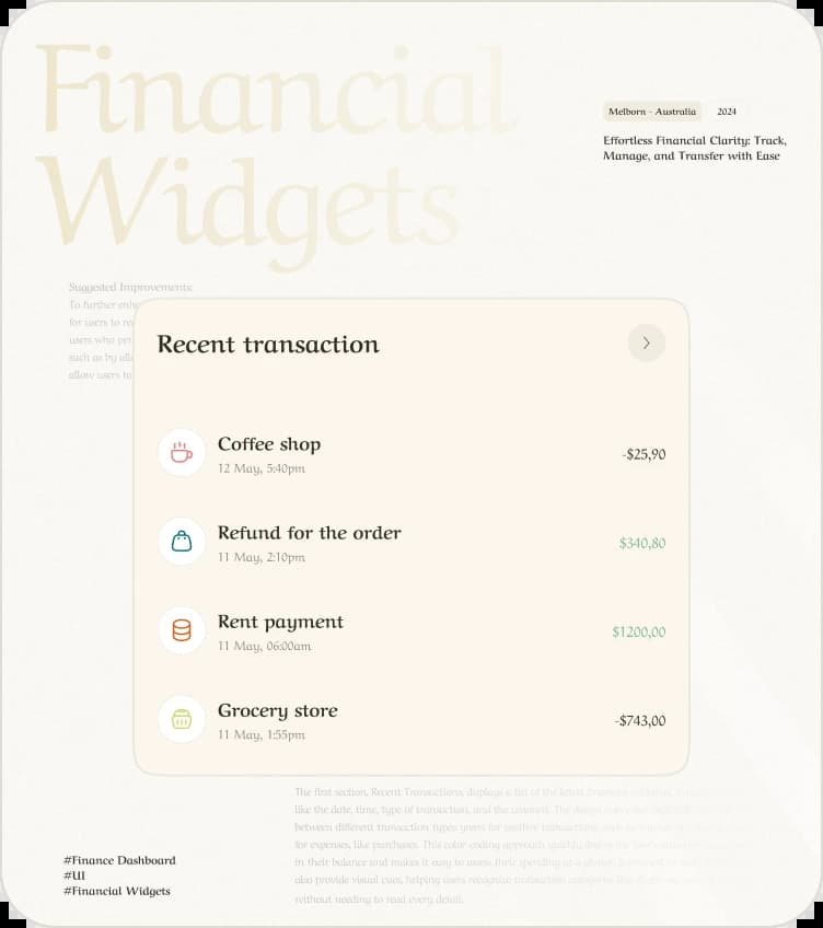 MoneyTiles: Recent transaction